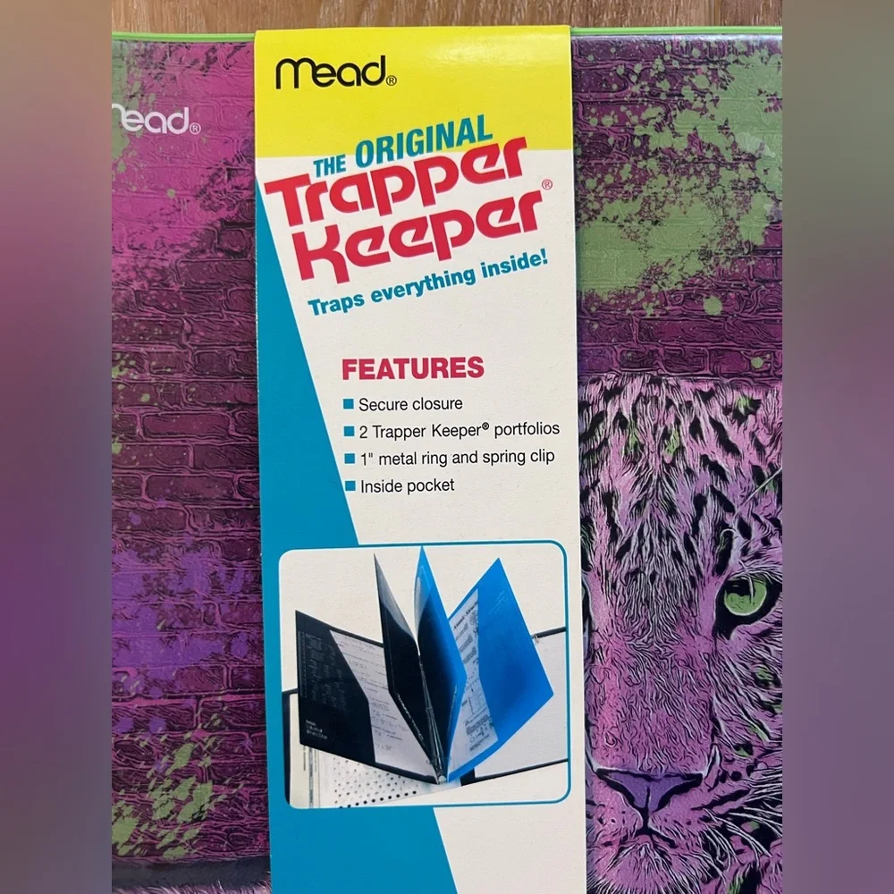 Mead Trapper Keeper Neon Leopard Graphic Binder NWT 80s 90s Throwback